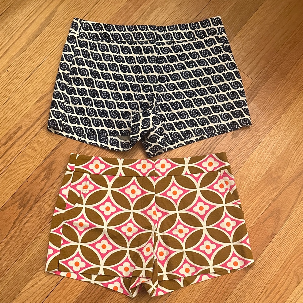 (2) Trina Turk size 4 Women's Shorts - navy blue, brown pink